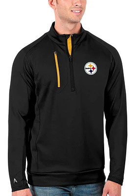 Antigua Pittsburgh Steelers Mens Black Generation Long Sleeve Qtr Zip Pullover