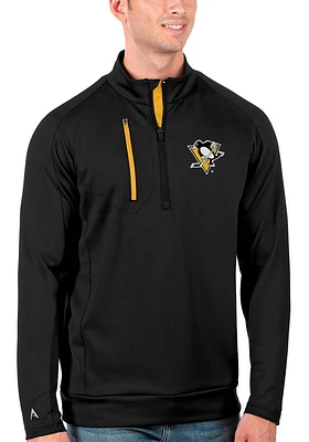 Antigua Pittsburgh Penguins Mens Black Generation Logo Long Sleeve Qtr Zip Pullover