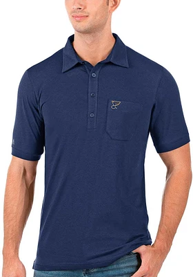 Antigua St Louis Blues Mens Navy Blue Memento Short Sleeve Polo