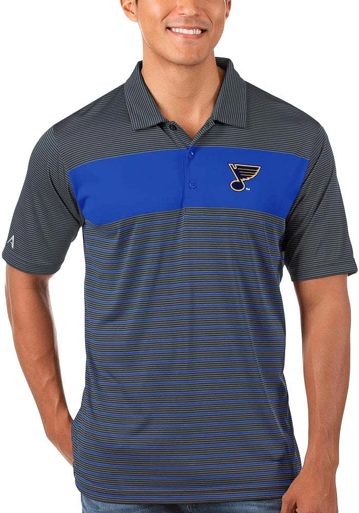 Antigua St Louis Blues Mens Blue Contest Short Sleeve Polo