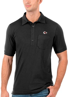 Antigua Kansas City Chiefs Mens Black Memento Short Sleeve Polo