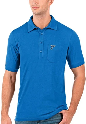 Antigua St Louis Blues Mens Blue Memento Logo Short Sleeve Polo