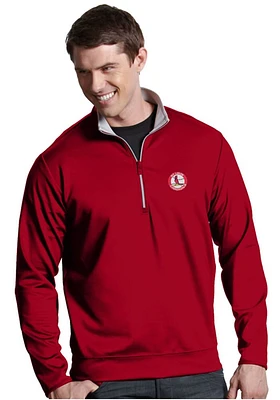 Antigua St Louis Cardinals Mens Red Leader Design Long Sleeve Qtr Zip Pullover