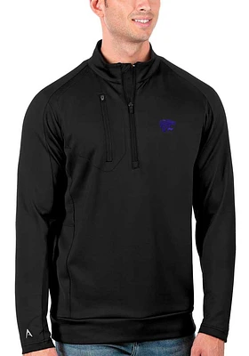 Antigua K-State Wildcats Mens Black Generation Power Cat Long Sleeve Qtr Zip Pullover