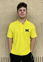 Antigua Michigan Wolverines Mens Gold Pique Short Sleeve Polo