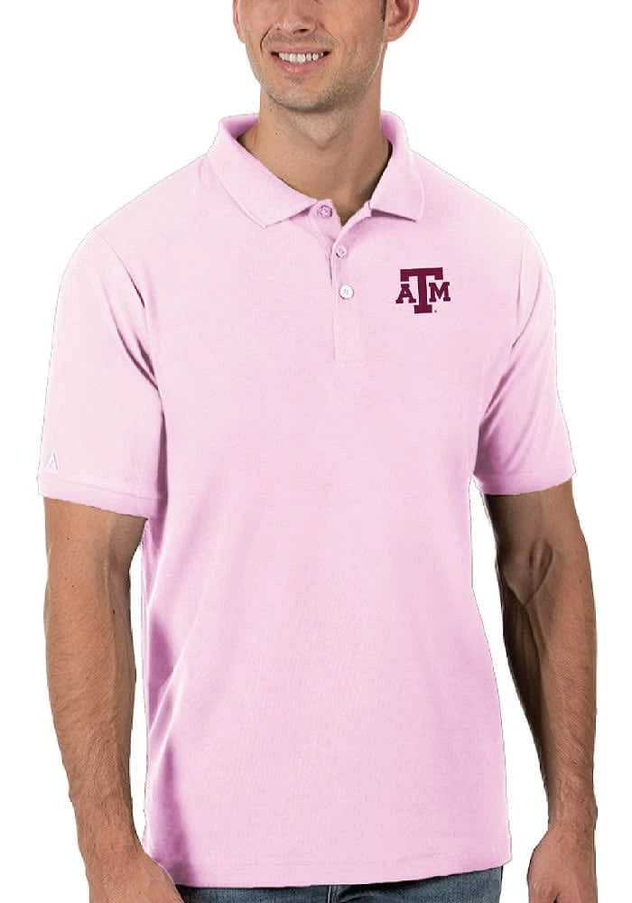 Antigua Texas A&M Aggies Mens Maroon Legacy Pique Design Short Sleeve Polo