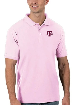 Antigua Texas A&M Aggies Mens Maroon Legacy Pique Design Short Sleeve Polo