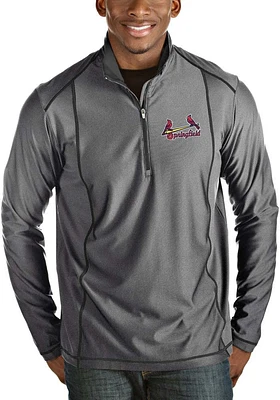Antigua Springfield Cardinals Mens Grey Tempo Long Sleeve Qtr Zip Pullover