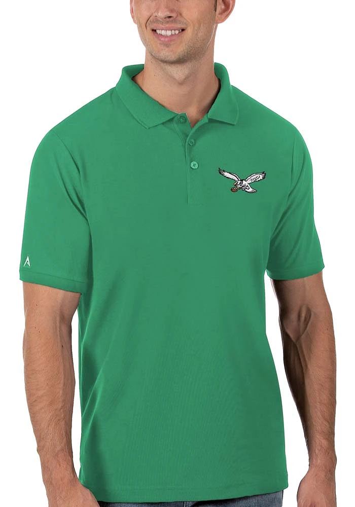 Antigua Philadelphia Eagles Mens Kelly Green Legacy Pique Short Sleeve Polo