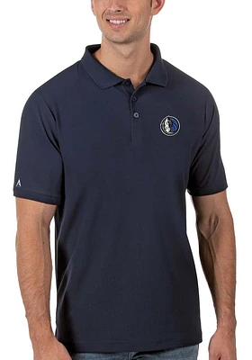Antigua Dallas Mavericks Mens Navy Blue Legacy Pique Short Sleeve Polo