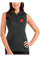Womens Nebraska Cornhuskers Grey Antigua Tribute Sleeveless Polo Shirt