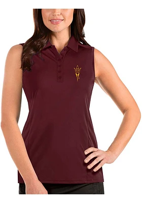 Antigua Arizona State Sun Devils Womens Maroon Tribute Sleeveless Polo Shirt