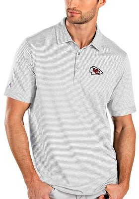 Antigua Kansas City Chiefs Mens White Plaza Short Sleeve Polo