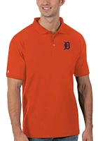 Antigua Detroit Tigers Mens Orange Legacy Pique Short Sleeve Polo