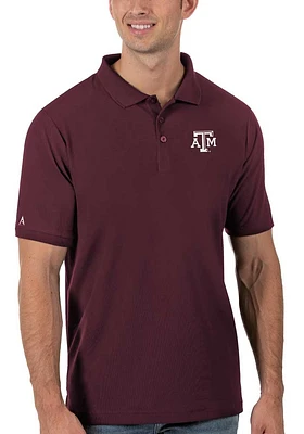 Antigua Texas A&M Aggies Mens Maroon Legacy Pique Short Sleeve Polo