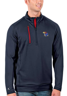 Antigua Kansas Jayhawks Mens Navy Blue Generation Long Sleeve Qtr Zip Pullover
