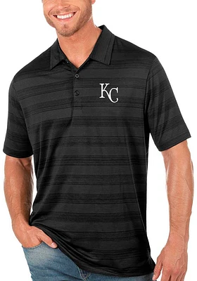 Antigua Kansas City Royals Mens Black Compass Design Short Sleeve Polo