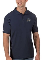 Antigua Philadelphia Union Mens Navy Blue Legacy Pique Short Sleeve Polo