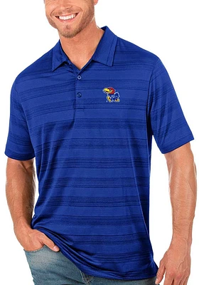Antigua Kansas Jayhawks Mens Compass Tonal Stripe Short Sleeve Polo