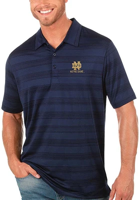 Antigua Notre Dame Fighting Irish Mens Navy Blue Compass Tonal Stripe Short Sleeve Polo