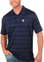 Antigua Xavier Musketeers Mens Navy Blue Compass Tonal Stripe Short Sleeve Polo