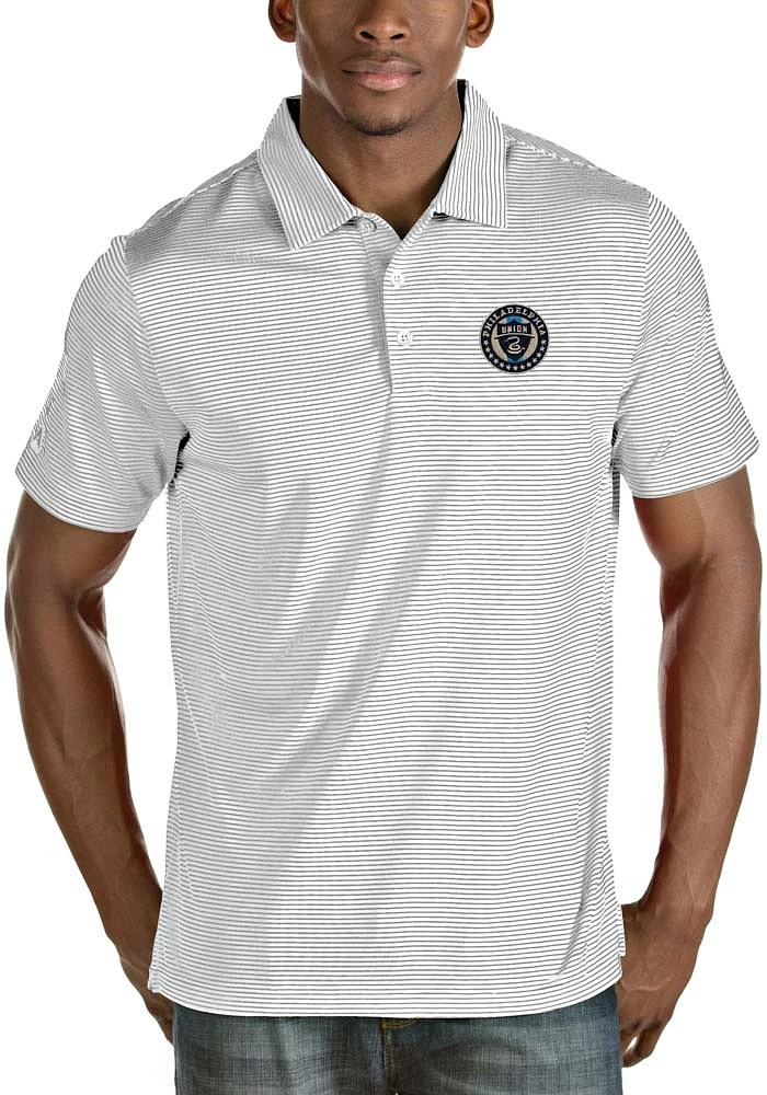 Antigua Philadelphia Union Mens White Quest Short Sleeve Polo