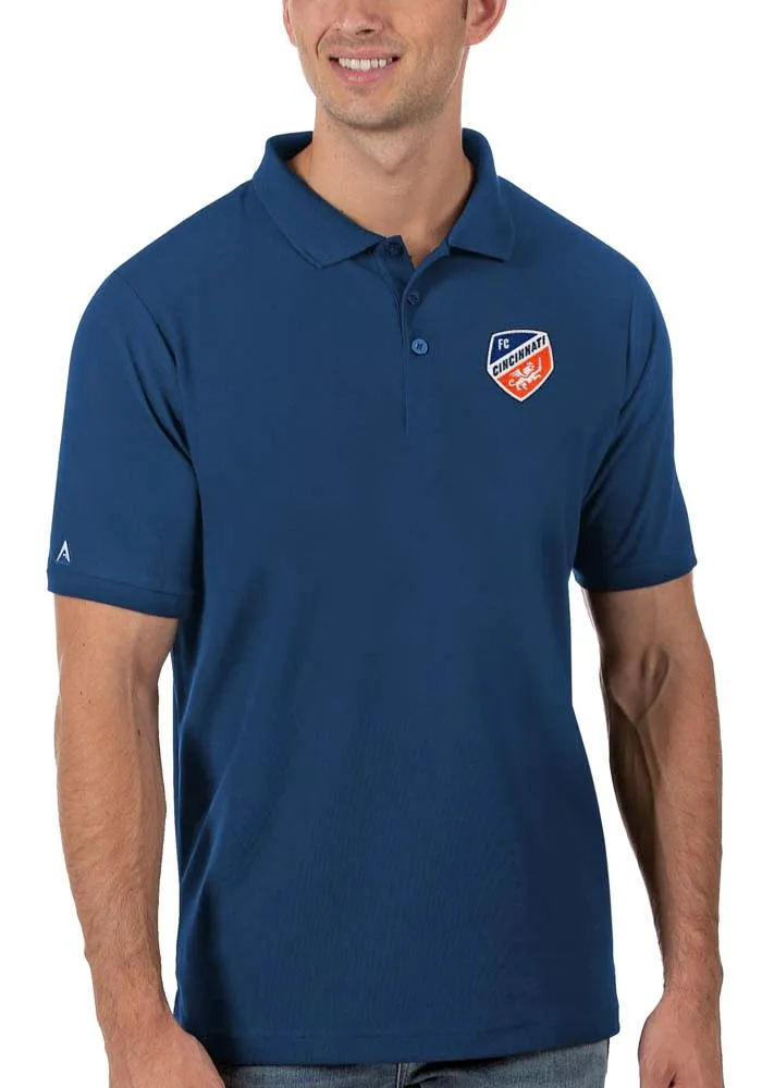 Antigua FC Cincinnati Mens Blue Legacy Pique Short Sleeve Polo