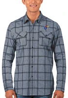 Antigua Kansas Jayhawks Mens Navy Blue Regal Flannel Long Sleeve Dress Shirt