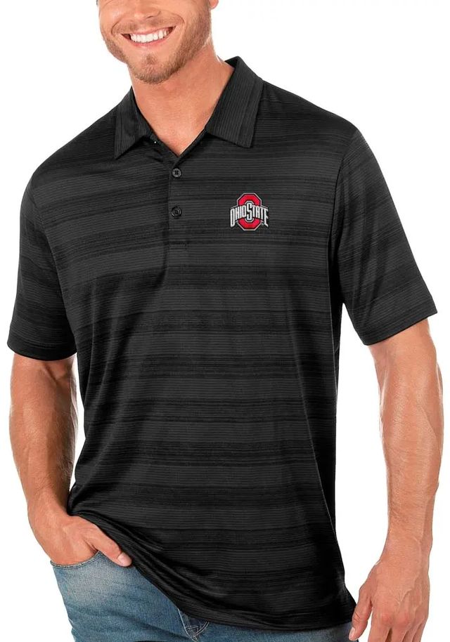 Antigua Ohio State Buckeyes Mens Black Compass Short Sleeve Polo