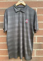 Antigua Ohio State Buckeyes Mens Charcoal Compass Short Sleeve Polo