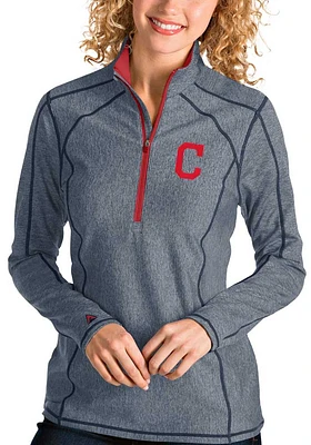 Antigua Cleveland Guardians Womens Navy Blue Tempo Qtr Zip Pullover