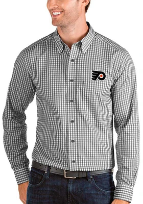 Antigua Philadelphia Flyers Mens Black Structure Long Sleeve Dress Shirt