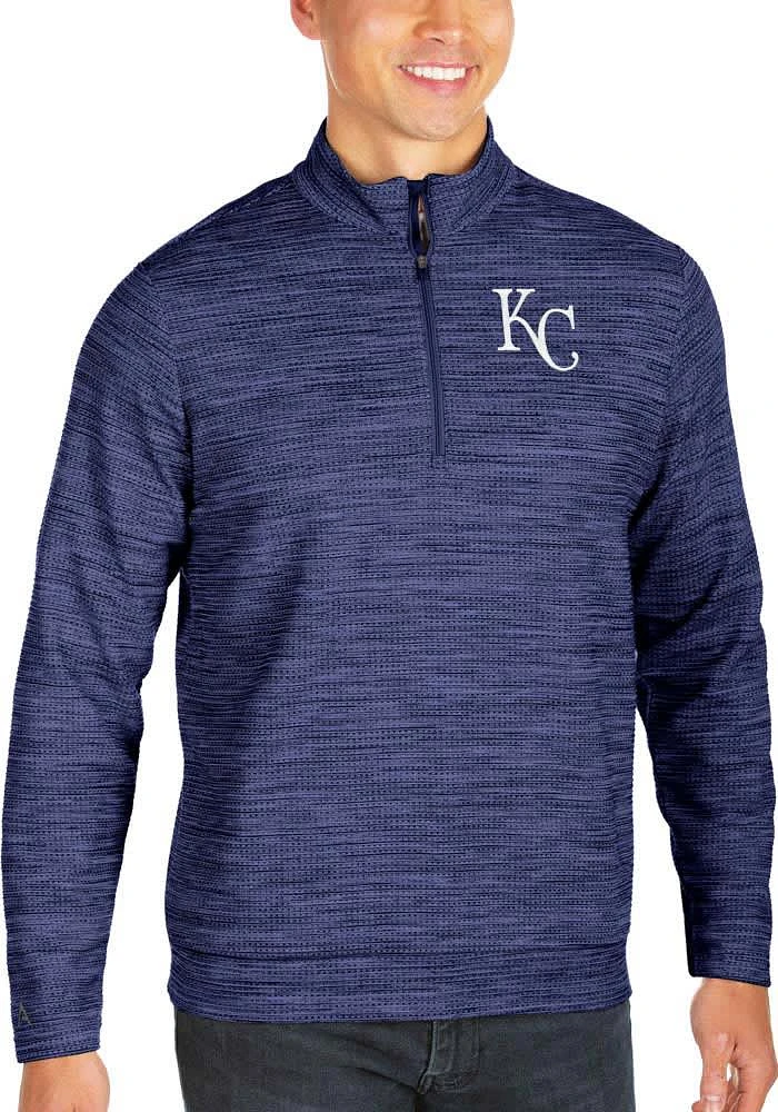 Antigua Kansas City Royals Mens Blue Chalet Long Sleeve Qtr Zip Pullover