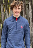 Antigua St Louis Cardinals Mens Navy Blue Chalet Long Sleeve Qtr Zip Pullover