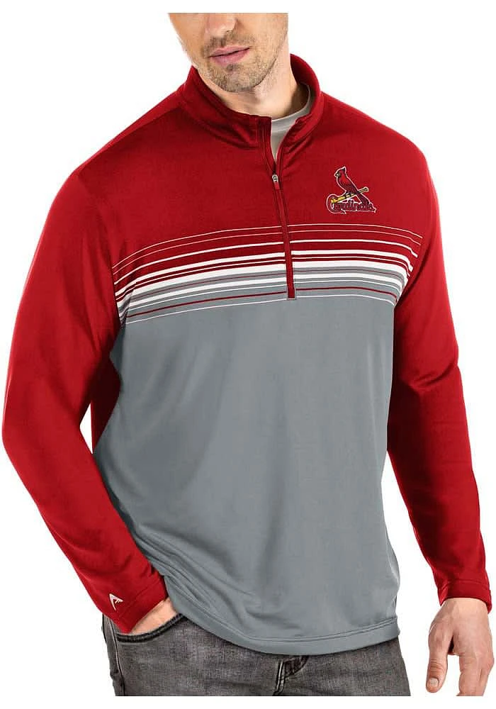 Antigua St Louis Cardinals Mens Red Pace Long Sleeve Qtr Zip Pullover