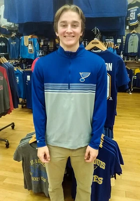 Antigua St Louis Blues Mens Blue Pace Long Sleeve Qtr Zip Pullover