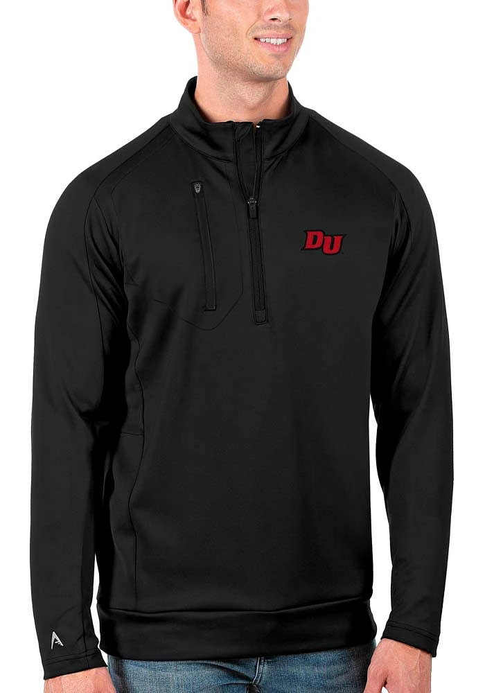 Antigua Drury Panthers Mens Black Generation Long Sleeve Qtr Zip Pullover