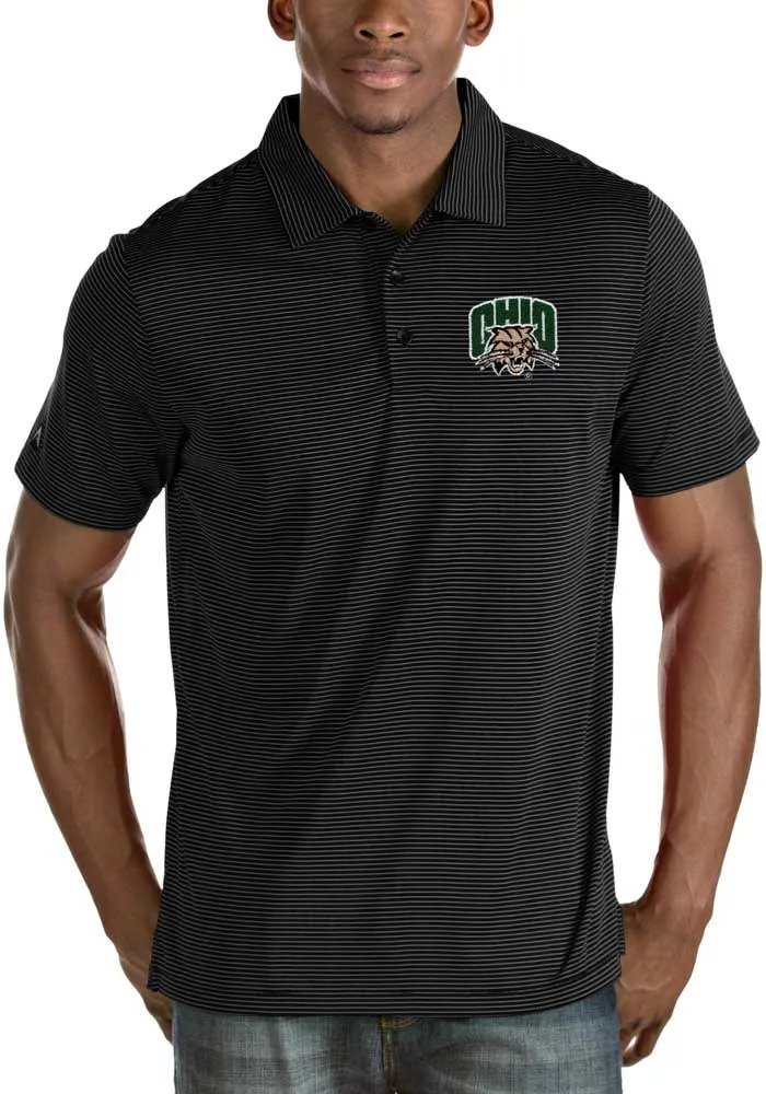 Antigua Ohio Bobcats Mens Black Quest Short Sleeve Polo