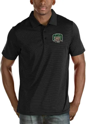 Antigua Ohio Bobcats Mens Black Quest Short Sleeve Polo