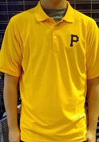 Antigua Pittsburgh Pirates Mens Gold Legacy Pique Short Sleeve Polo