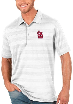 Antigua St Louis Cardinals Mens White Flier Bunker Short Sleeve Polo