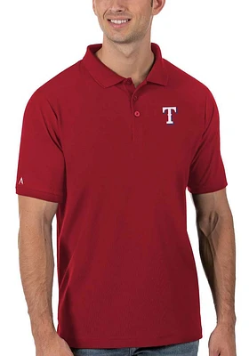 Antigua Texas Rangers Mens Legacy Pique Short Sleeve Polo
