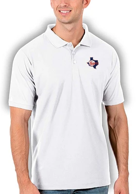 Antigua Texas Rangers Mens White Legacy Pique Version Short Sleeve Polo