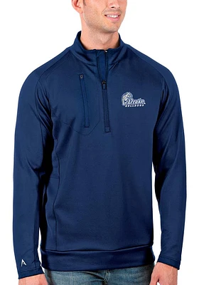 Antigua Drake Bulldogs Mens Blue Generation Long Sleeve Qtr Zip Pullover