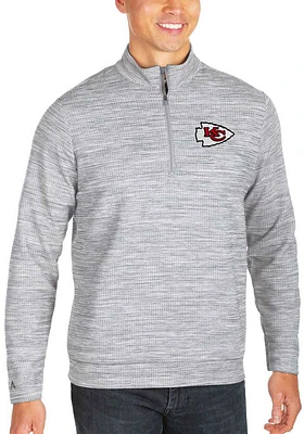 Antigua Kansas City Chiefs Mens Grey Chalet Long Sleeve Qtr Zip Pullover