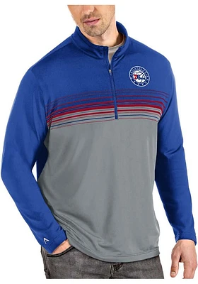 Antigua Philadelphia 76ers Mens Pace Long Sleeve Qtr Zip Pullover