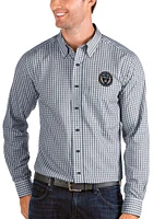 Antigua Philadelphia Union Mens Navy Blue Structure Long Sleeve Dress Shirt