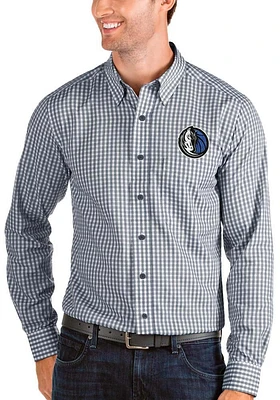 Antigua Dallas Mavericks Mens Navy Blue Structure Long Sleeve Dress Shirt