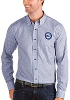 Antigua Philadelphia 76ers Mens Blue Structure Long Sleeve Dress Shirt