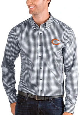 Antigua Chicago Bears Mens Navy Blue Structure Long Sleeve Dress Shirt